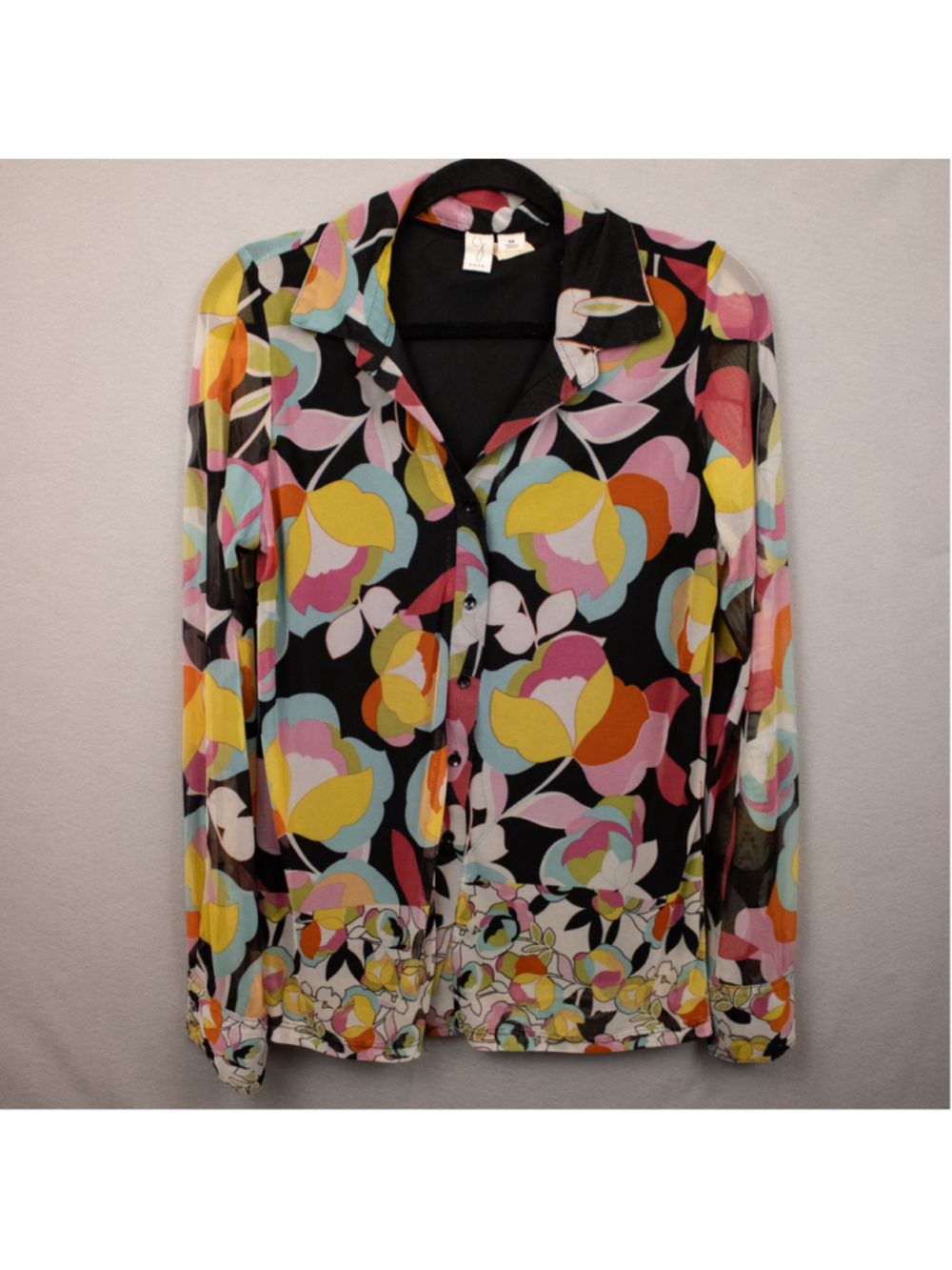 Joie floral mesh long sleeve button down shirt -M